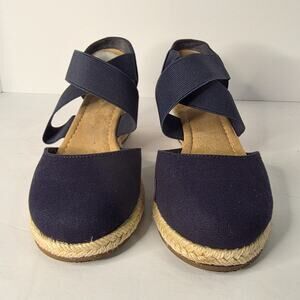 St. John’s Bay SJB Lakley navy espadrille wedge sandals Size 6.5